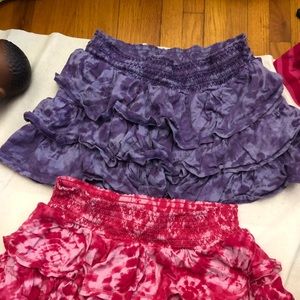 2 Tye Dyed child ruffled skirt XL child size.